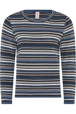 Skovhuus Strik, Dame, Flerfarvet, M, Bomuld, Stribet Pullover Bluse Indigo