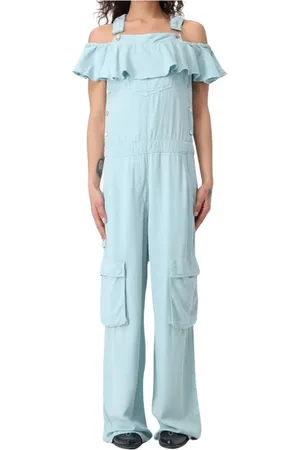 Moschino Jumpsuits & Playsuits, Dame, Blå, M, Uld, Stilfulde Jeansbukser
