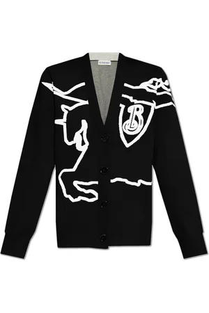 Burberry Strik, Dame, Sort, XL, Bomuld, Cardigan med Logo