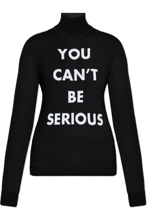Moschino Strik, Dame, Sort, XS, Uld, Sweater med broderet indskrift