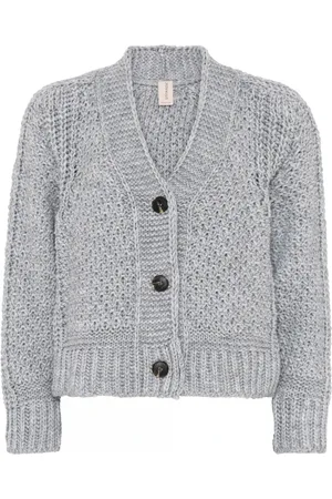 Skovhuus Strik, Dame, Grå, XL, Uld, Struktureret Casual Cardigan Sten Grå