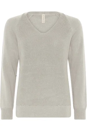 Skovhuus Strik, Dame, Grå, S, Uld, V-Neck Casual Pullover Bluse Melange