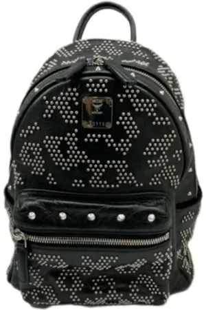 MCM Pre-owned, Dame, Sort, ONE SIZE, Tyl, Pre-owned Stof rygsaekke