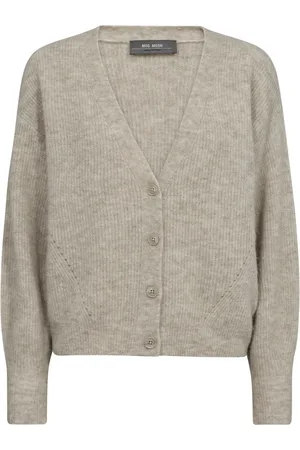 Mos Mosh Strik, Dame, Grå, M, Uld, V-Neck Strik Cardigan Fjer Grå