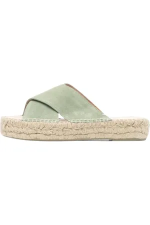 MANEBI Sko, Dame, Grøn, 37 EU, Jute, Krydsede remme ruskind sandaler jute
