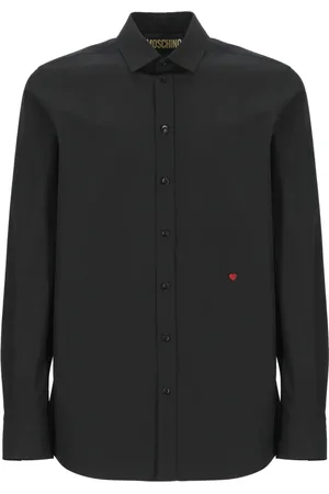 Moschino Skjorte, Herre, Sort, 2XL, Bomuld, Sort Bomuldsskjorte med Krave