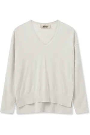 Mos Mosh Strik, Dame, , L, Bomuld, V-Neck Strik Trøje Ecru
