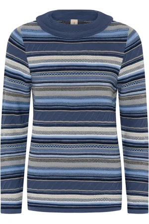 Skovhuus Strik, Dame, Flerfarvet, M, Bomuld, Struktureret Jaquard Pullov Bluser Crown Blue
