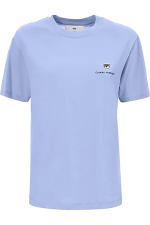 Chiara Ferragni Top, Dame, Blå, S, Uld, Stilfulde T-shirts og Polos
