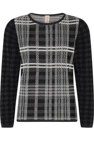 Skovhuus Strik, Dame, Sort, L, Bomuld, Ternet Pullover Bluse Grå/Rose
