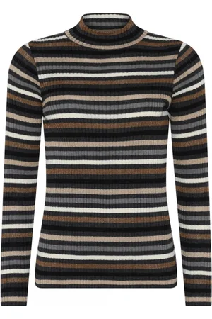Skovhuus Strik, Dame, Flerfarvet, 2XL, Bomuld, Stribet Ribstrik Pullover Kul Sweater