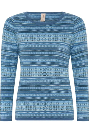 Skovhuus Strik, Dame, Blå, 2XL, Uld, Mini Jaquard Pullover Bluse Indian