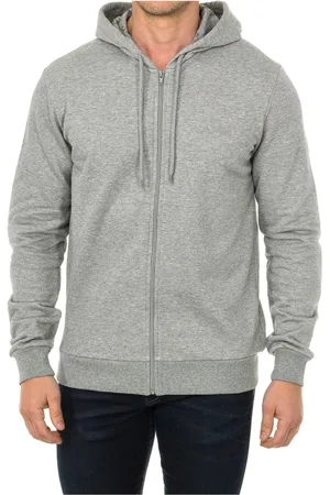 Emporio Armani Sweathshirts & Hoodies, Herre, Grå, 3XL, Bomuld, Hættetrøje Sort Langærmet