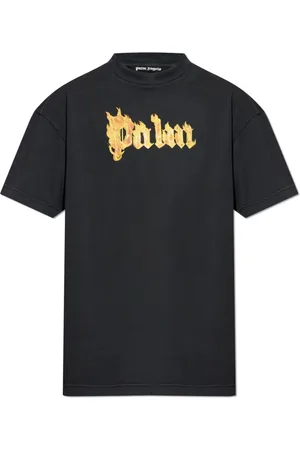 Palm Angels Top, Herre, Sort, M, Bomuld, T-shirt med trykt logo