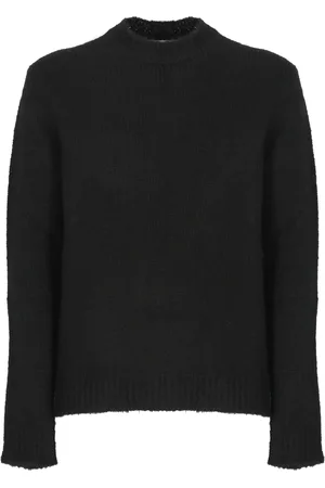 Jil Sander Strik, Herre, Sort, L, Uld, Sort Alpaka Crewneck Sweater