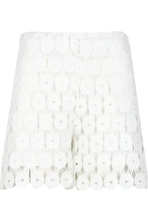 ERIKA CAVALLINI Shorts, Dame, Hvid, M, Bomuld, Hvid Macrame Effekt Nederdel
