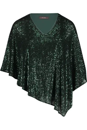 Vera Mont Bluser & Skjorter, Dame, Grøn, M, Uld, Pailletbluse