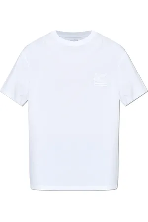 Etro Top, Herre, Hvid, XL, Bomuld, T-shirt med broderet logo