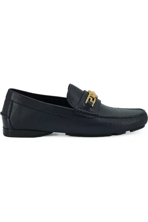 VERSACE Sko, Herre, Blå, 45 EU, Uld, Marineblå Kalveskind Loafers