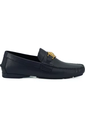 VERSACE Sko, Herre, Blå, 41 EU, Uld, Marineblå Kalveskind Loafers