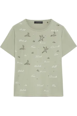 Elena Miro Top, Dame, Grøn, XL, Trykt broderet T-shirt