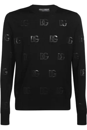Dolce & Gabbana Strik, Herre, Sort, 2XL, Uld, Logo Print Uldtrøje