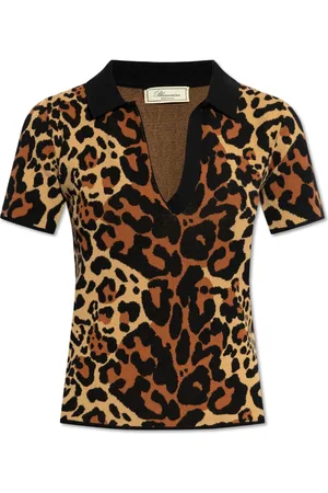 BLUMARINE Top, Dame, Flerfarvet, S, Uld, Dyretryk Polo