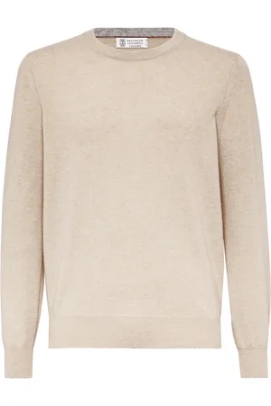 Brunello Cucinelli Strik, Herre, , L, Cashmere, Luksus Cashmere Sweater Sabbia Ciotolo