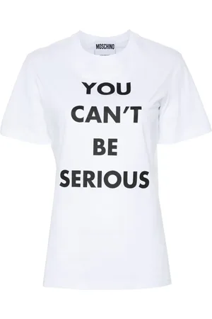 Moschino Top, Dame, Hvid, M, Bomuld, Hvide trykte T-shirts og Polos
