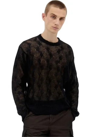 STUSSY Strik, Herre, Sort, XL, Uld, Cable-Knit Crewneck Sweater