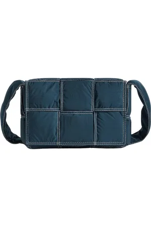 Bottega Veneta Taske, Herre, Blå, ONE SIZE, Uld, Blå Cross-Body Taske med Vævning