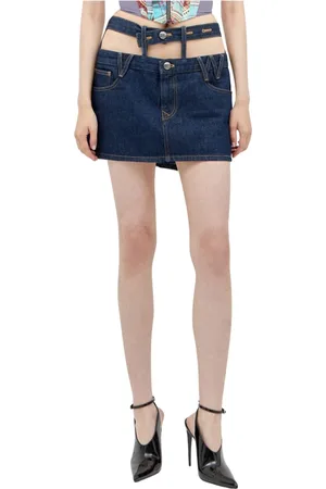 Vivienne Westwood Nederdel, Dame, Blå, W28, Denim, Logo-Silhouette Denim Nederdel