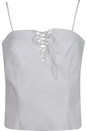 FEDERICA TOSI Top, Dame, Hvid, M, Uld, Stilfuld Lace-Up Top