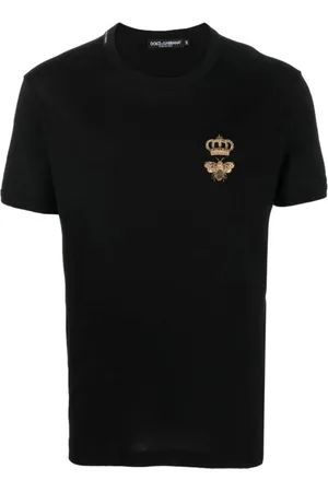 Dolce & Gabbana Top, Herre, Sort, M, Bomuld, Pyntet Bi Sort T-Shirt