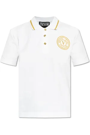 VERSACE Top, Dame, Hvid, L, Bomuld, Polo med logo