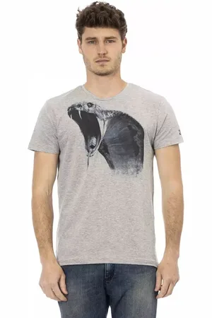 Trussardi Top, Herre, Grå, M, Bomuld, Elegant Grå Rund Hals Skjorte