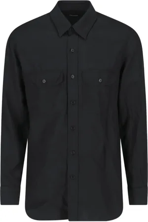 Tom Ford Skjorte, Herre, Sort, L, Bomuld, Sort skjorte med lommedetalje