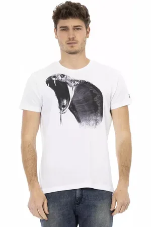 Trussardi Top, Herre, Hvid, XL, Bomuld, Elegant hvid kortærmet T-shirt
