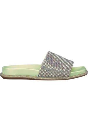 Alma en Pena Sko, Dame, Grøn, 36 EU, Glitrende flad sandal med bred rem