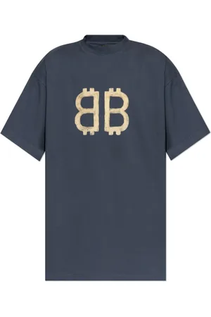 Balenciaga Top, Herre, Grå, XL, Bomuld, T-shirt med logo