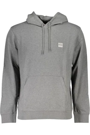HUGO BOSS Sweathshirts & Hoodies, Herre, Grå, 2XL, Bomuld, Elegant Grå Hættetrøje
