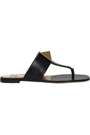 VALENTINO GARAVANI Sko, Dame, Sort, 37 EU, Læder, Sorte Lædersandaler Ss22