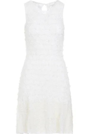 Chloé Kjole, Dame, Hvid, S, Uld, Nude Neutrals Kjole med Frynsedetaljer