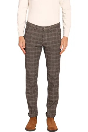 Masons Bukser, Herre, Brun, S, Bomuld, Slim Fit Glen Check Chino Bukser