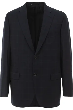 BRIONI Jakke, Herre, Blå, L, Uld, Tjek Monopetto Jakke Ravello Stil