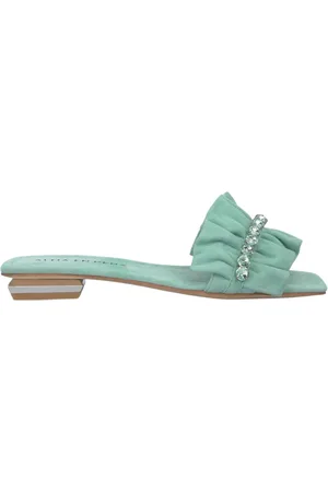 Alma en Pena Sko, Dame, Grøn, 37 EU, Uld, Ruffle Flat Sandal