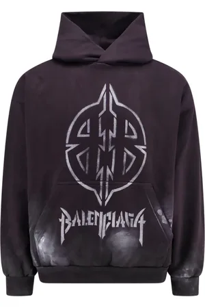 Balenciaga Sweathshirts & Hoodies, Herre, Sort, XS, Bomuld, Ikonisk Print Hættetrøje