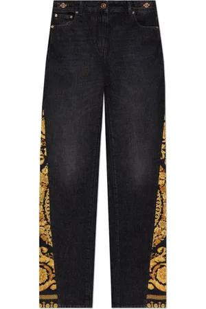 VERSACE Jeans, Dame, Sort, W27, Denim, Jeans med Barocco-motiv