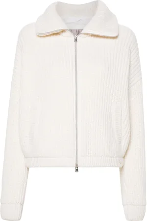 HERNO Strik, Dame, Hvid, L, Uld, Stilfuld Hvid Cardigan