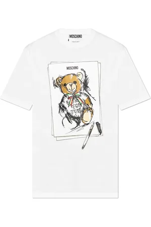 Moschino Top, Herre, Hvid, 2XL, Bomuld, T-shirt med tryk